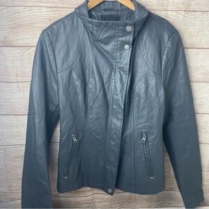 RD Style | Gray Faux Leather Jacket